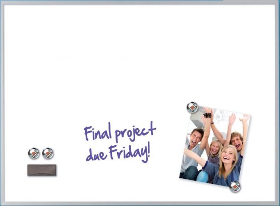 Nobo Rexel Magnetic Dry Wipe Personal Whiteboard, 585 x 430 mm, Aluminium Trim, Includes Markers, Eraser, Magnets and Fitting Kit, White, 1903777 - Image 4