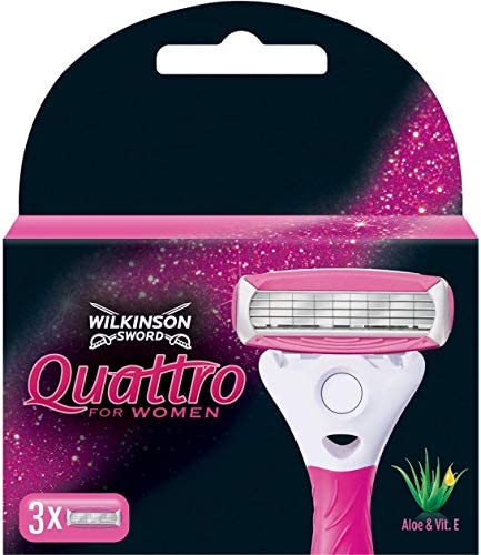 Wilkinson Sword Quattro for Women Razor Blades 3 each, Silver, Pink, 1 count (Pack of 3)
