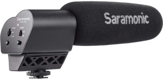 Saramonic VMIC Pro Super Directional Condenser Video Microphone with Rubberized Shockmount, High-Pass Filter, Level Control, & High-Frquency Switches, Monitoring & More - for DSLR Cameras & Camcorders