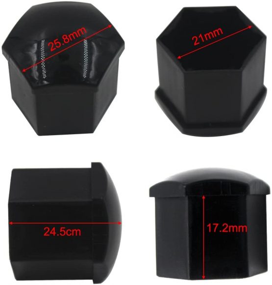 Gebildet 20 Pieces Wheel Nut Cap 21mm, Wheel Bolt Nut Caps Covers, Hexagonal Tire Nut Covers with Removal Tool Set for Cars, Black - Image 3