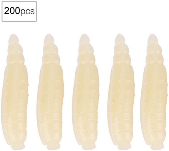 Soft Artificial Fishing Lures, 200pcs 17mm Bionic Maggot Grub Soft Lure Life-like Worms Fishing Baits Accessory artificial fishing baits maggot lure fishing worms bait life fake maggot artificial