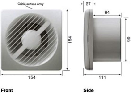 Greenwood Airvac AXS100TR Toilet/Bathroom Extractor Fan with Run on Timer, White, 4 inch - Image 3