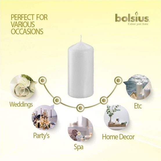 Bolsius pillar Candles Regular, white, pack of 4 - Image 4