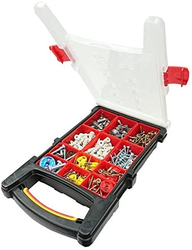 Merriway BH06620 (406 Pcs) Assortment of Gripit Plasterboard Fixing Achors in a 12 Compartment Carry Case - Pack of 406 Pieces