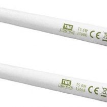 TBE Lighting T5 6w Fluorescent Tube Lamps 225mm - CFL Bulbs - G5 2-Pin Base Fittings - T5 High Efficiency Lamps, Cool White 3500K (2-Pack)