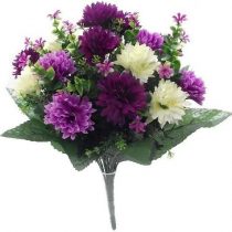 41cm Large Artificial Spikey Mum lilac / purple & cream flower bush Home Grave Wedding
