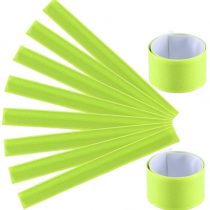 LIOOBO 10PCS Fluorescent Slap Bracelets Reflective Bands Ankle Cuff Snap Bracelet for Party Walking Hiking Jogging