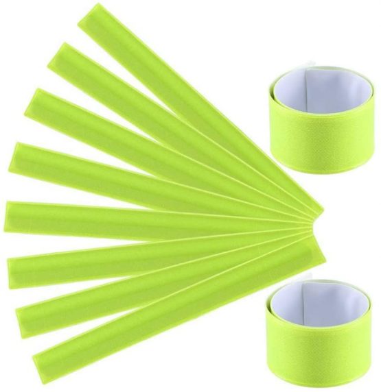 LIOOBO 10PCS Fluorescent Slap Bracelets Reflective Bands Ankle Cuff Snap Bracelet for Party Walking Hiking Jogging