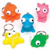 Baker Ross AR491 Animal Eye-Popper Keyrings — Novelty Toys for Kids, Perfect Party, Loot or Prize Bag Filler, Assorted Colours (Pack of 6)