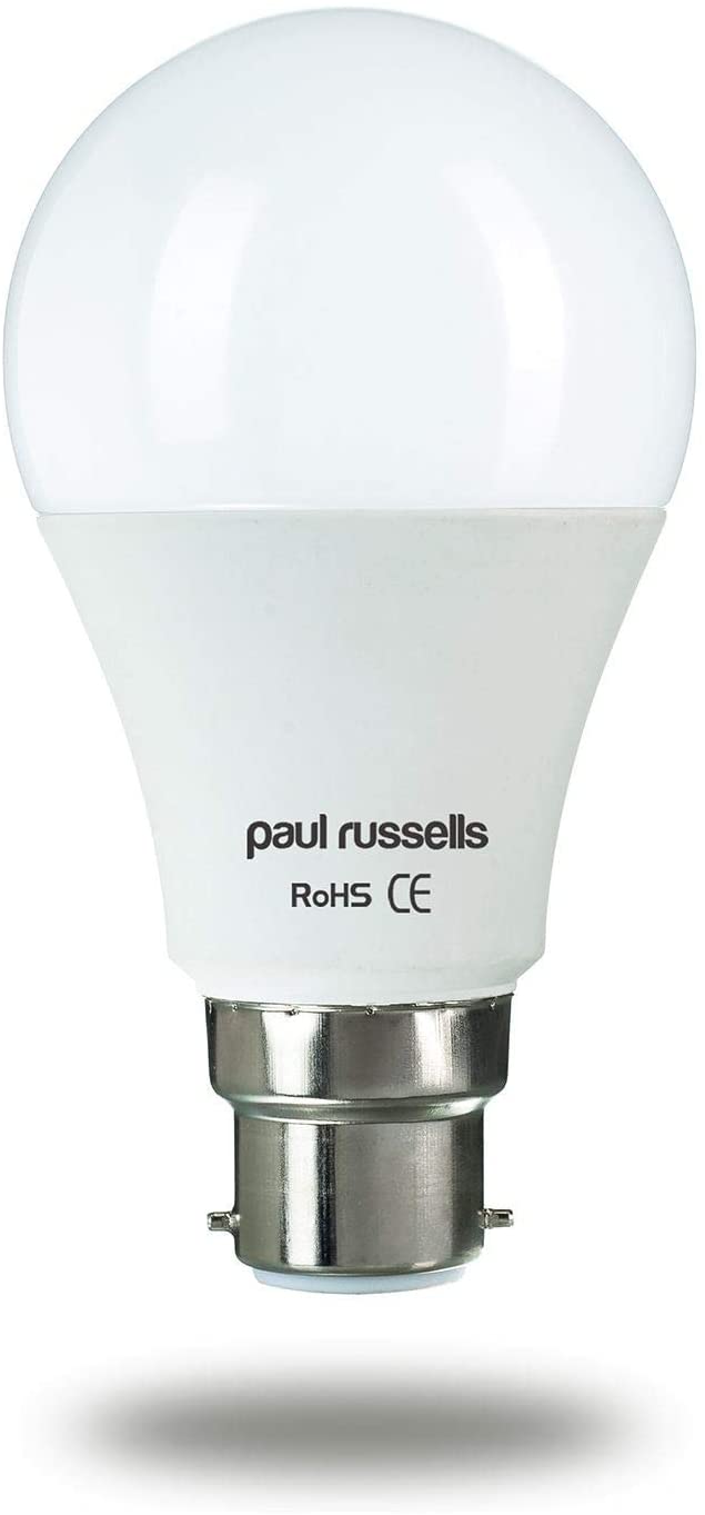 paul russells B22 Bayonet Cap LED Light, 13W = 100W Equivalent Bulb, 1521 Lumens, 2700K Standard BC A60 LED GLS