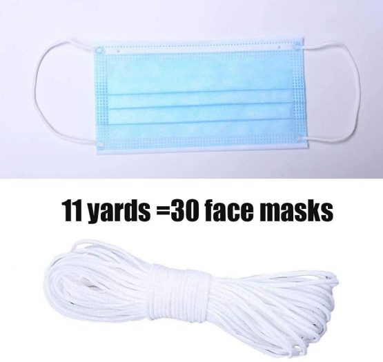 [3mm, 50m]Flat Elastic Band, SlickMart Braided Stretch Strap Cord Roll Heavy Stretch Elastic Band Round Ear Tie Earloop Strap for Sewing DIY Arts Crafting - Image 4