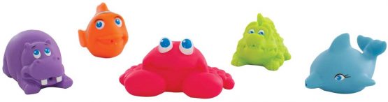 Playgro Bathtime Squirtees, 5 Pieces, Colourful sea animals, BPA-free, From 6 Months, Multicoloured, 40147