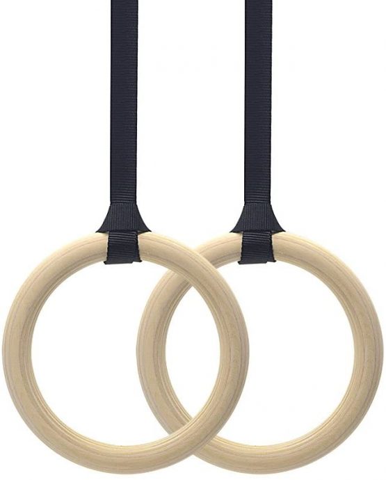 Wooden Gymnastic Rings Adjustable Pair Olympic Crossfit Gym Strength Training - Image 4