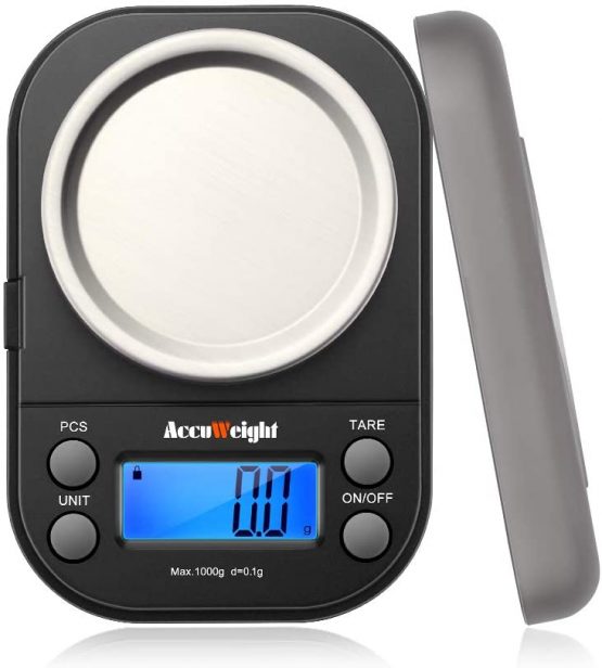 ACCUWEIGHT 255 Digital Scales Pocket Jewelry Scale Portable Mini Electronic Weighting Multifunctional Precision Gram Scale with Backlight LCD Display, Tare and PCS Features, 1000g, 0.1g increments - Image 2