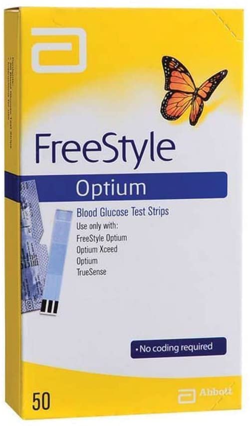 Abbott Freestyle Optium Blood Glucose Test Strips, 50 Strips, 50 Count (Pack of 1)