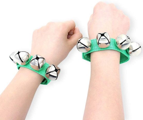 Augshy 20 Pcs Wrist Band Jingle Bells Musical Rhythm Toys,10 Colors,Musical Instruments for School - Image 2