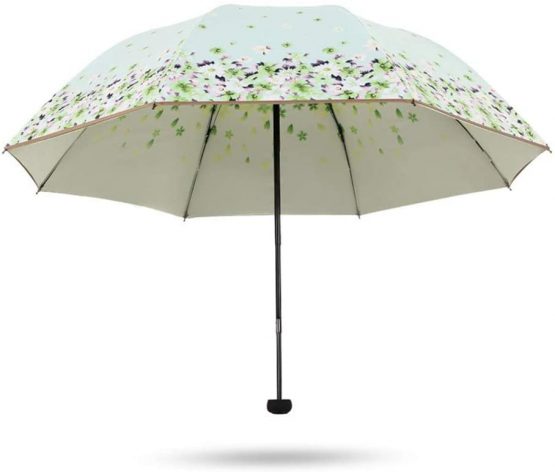 Sun and Rain Umbrella SPF 50+ Folding Travel Sun Umbrella Anti-UV Protection Parasols Windproof Double Layer Umbrella (Green) - Image 3