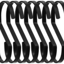 SumDirect 10Pcs 11cm Flat S Shape Heavy-Duty Chrome Finish Hanging Hooks for Scarf, Apparel, Kitchenware, Utensils, Plants, Towels, Gardening Tools, Clothes(Black)