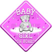 Teddy Cloud Baby Girl Non Personalised Novelty car Sign