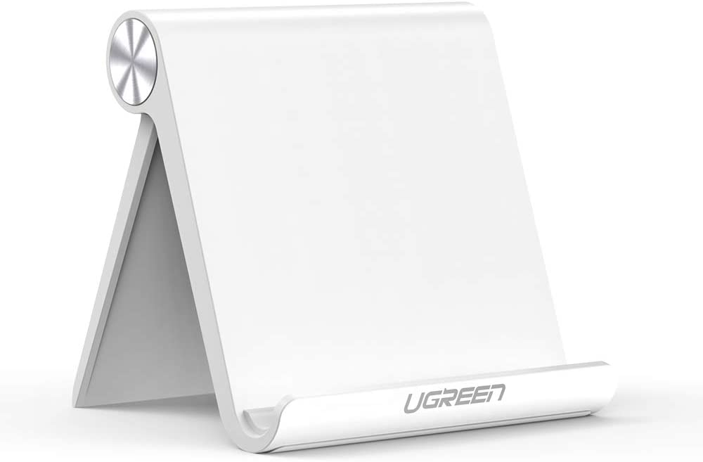 UGREEN iPad Stand Tablet Desk Holder Foldable Adjustable Portable Travel Mount Video Call Compatible with iPad Pro 13 2024 12.9 11/Air/Mini/10th 10.9,iPhone 17 16,Galaxy Tab S11 A9+,Surface Pro(White)