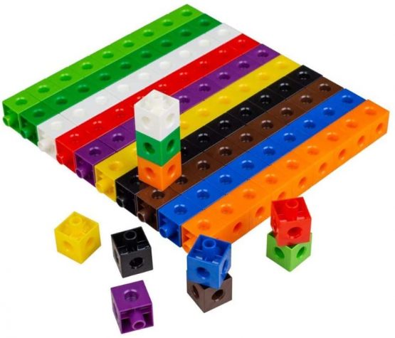 a2bsales 100 x 2cm Snap Cubes - Counting Linking Building Maths Home Early Learning