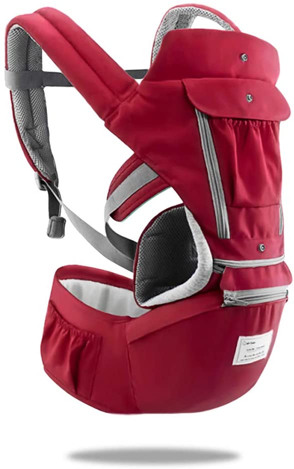 SONARIN 3 in 1 Multifunction Hipseat Baby Carrier,Front and Back,100% Cotton,Ergonomic,Easy Mom,Adapted to Your Child's Growing(Red)