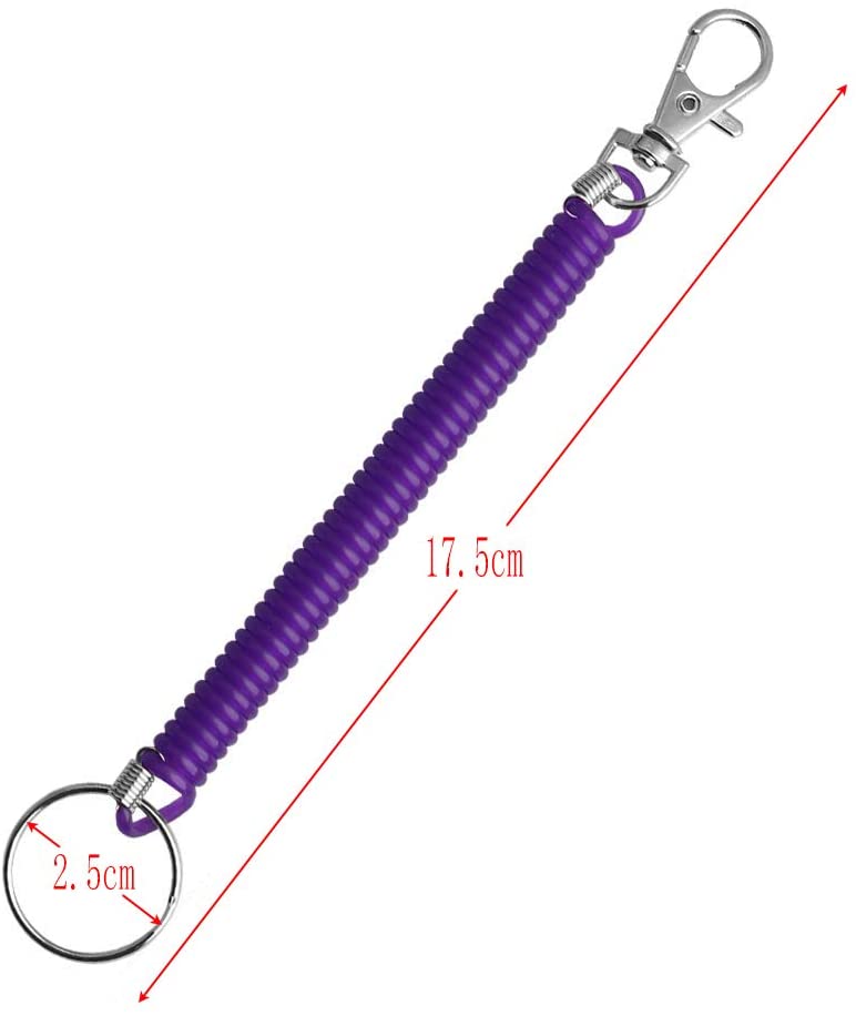 Deolven Spiral Keyring,7 Pack Stretchy Keychain Coloured Spring Key Rings Retractable Key Chain for Keys Torch Pliers School Work Plastic 7 Colours - Image 2