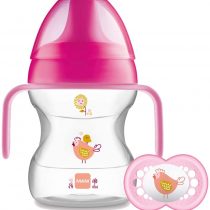 MAM Learn to Drink Cup, Bottle Handles and Soother, 6+ Months Baby Cup with Removable Handles, Baby Feeding Accessories, 190 ml, Pink (Designs May Vary)