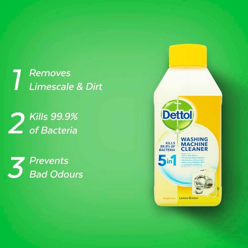 Dettol, Washing Machine Cleaner, Lemon Scent, 250ml, Antibacterial, Removes Bacteria, Bad Odours, Limescale and Hidden Dirt - Image 4