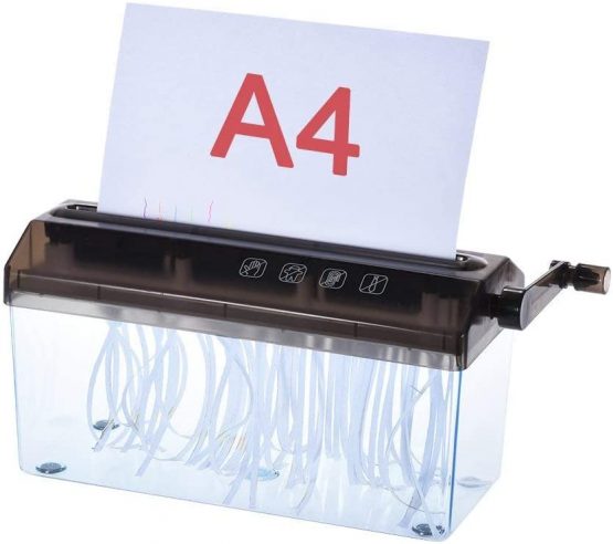 Malayas A4 9" Paper Shredder Shredded Paper Manual Hand Paper Shredder Document File Handmade Straight Cutting Machine for School Office