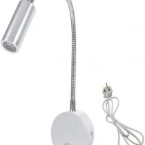 WeFoonLo 3W Wall Mounted Reading Light Flexible Gooseneck LED Sconce Lamp with Plug & Switch for Bedroom, Office, Workbench, Studio (3W Silver-Cool White)