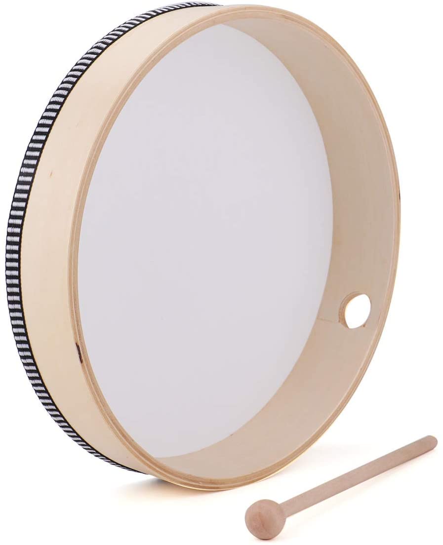 Lawei 2 Pack Hand Drum Instrument Percussion Wood Frame Drums with Drum Stick - 10 Inch & 8 Inch/ 25.5 cm & 20.3 cm - Image 2