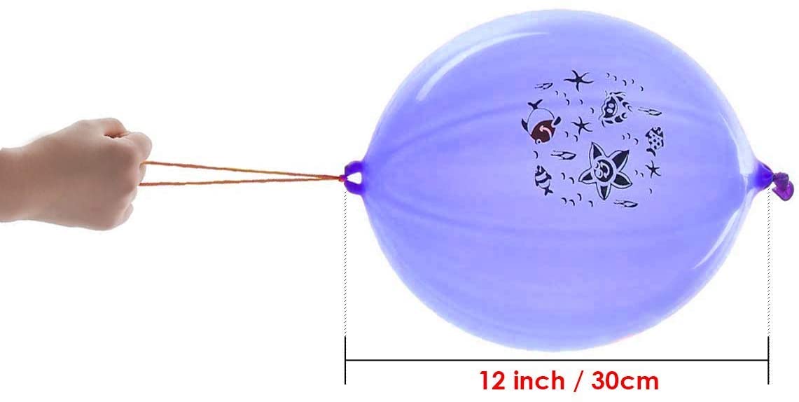 Trimming Shop Large Printed Punch Balloons for Kids, 12 Inch Heavy Duty Thick Latex Balloons with Elastic Bands - Image 3