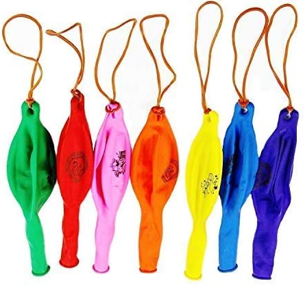 Trimming Shop Large Printed Punch Balloons for Kids, 12 Inch Heavy Duty Thick Latex Balloons with Elastic Bands