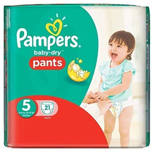 Pampers Baby Dry Pants Size 5 Nappies (Pack of 21), White, Size 5 (21 Count)