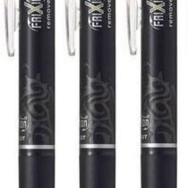 Pilot Frixion Clicker Retractable,Erasable Fine Rollerball Pen 0.7mm Nib Tip 0.35mm Line Pack Of 3 (Black)
