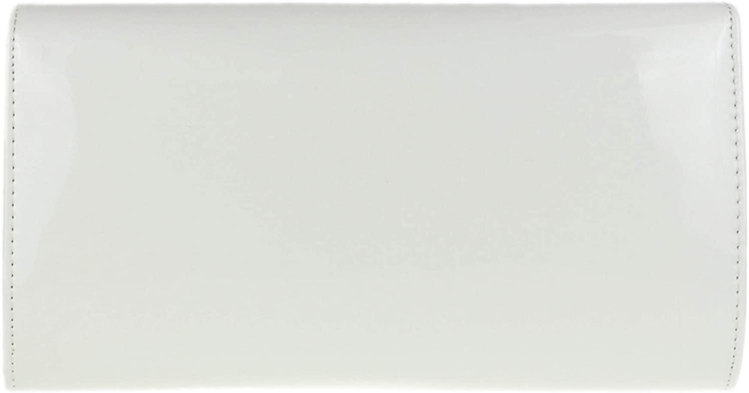 Girly Handbags Womens Glossy Oversized Clutch Bag (White), W 29, H 14, D 5 cm (W 11, H 6, D 2 inches) - Image 3