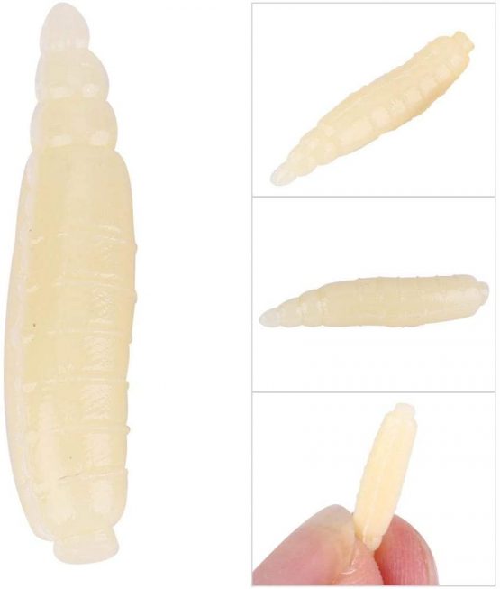 Soft Artificial Fishing Lures, 200pcs 17mm Bionic Maggot Grub Soft Lure Life-like Worms Fishing Baits Accessory artificial fishing baits maggot lure fishing worms bait life fake maggot artificial - Image 4