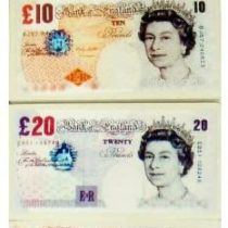 UK POUND Note Money Novelty Erasers - Realistic £5 £10 £20 & £50 Notes - Set of 4