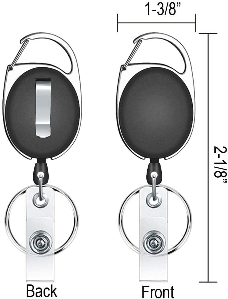 selizo 12 Packs Retractable ID Badge Card Holder Carabiner Badge Reel ...