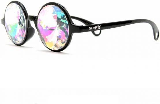 GloFX Black Kaleidoscope Glasses- Rainbow Rave Prism Diffraction - Image 2