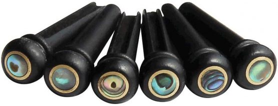 6x Acoustic Guitar String End Ebony Bridge Pins Replacement Set Black Ebony Wood Shell