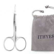 Ithyes Complete Tweezer Set 2 PCS Slant Tip Tweezer Stainless Steel Tweezers Eyebrow Trimmer Scissor for Shape Precision Ingrown Hair Nose Hair Blackhead Tick Remover,Black