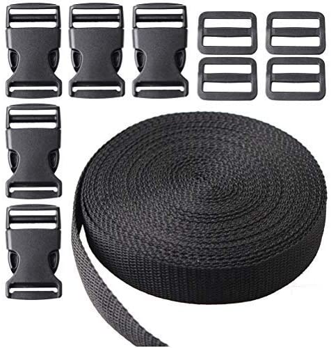 kuou 15Pcs Nylon Heavy Webbing Strap Flat Side Release Buckles for DIY Craft 