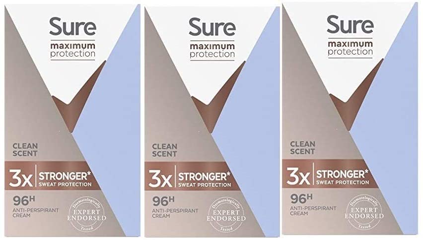 Sure Women Maximum Protection Clean Scent Cream Stick Anti-perspirant 45 ml, Pack of 3 - Image 2