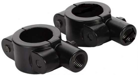 OSAN Universal Motorcycle Handlebar Mirror Mount 10mm 7/8" Black Aluminum Clamp - Image 2