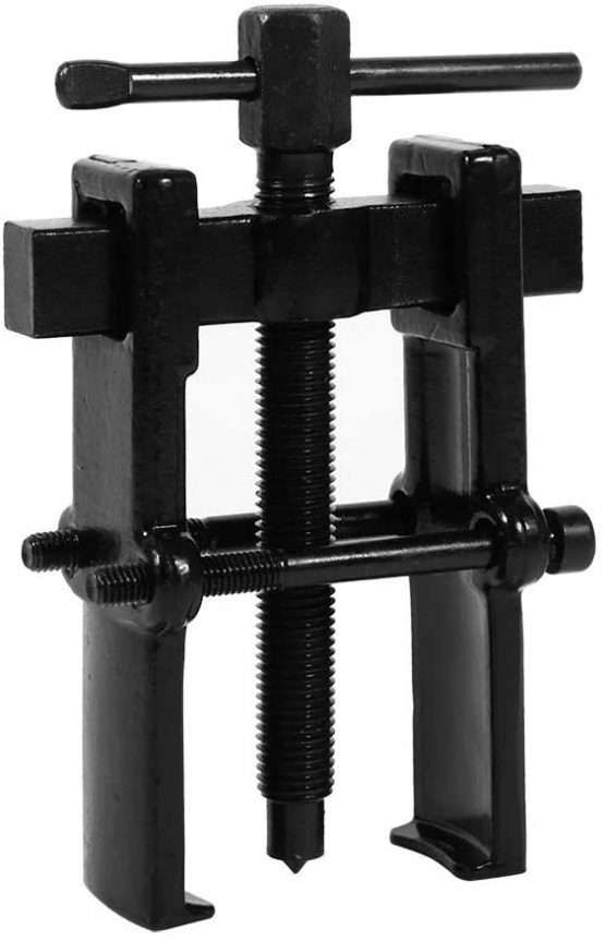 Two Jaw Pilot Bearing Gear Puller, Bearing Gear Remover Tool Carbon Steel Adjustable Pump Pulley Remover Hand Tool Removal Kit Straight Type(3''（38 * 65）)