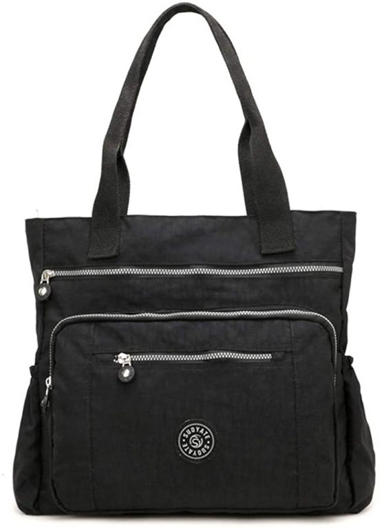 Fueerton Women's Casual Multi-Pocket Handbags Waterproof Nylon Top-Handle Bag Shoulder Bag Travel Purse