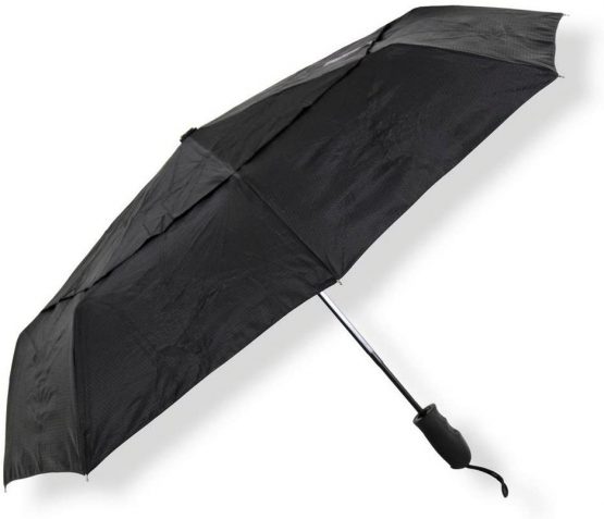 Lifeventure Trek Umbrella Windproof Ripstop Canopy Travel Umbrella With Rubberised Ergonomic Handle & Protective Sleeve – Portable Compact Foldable Lightweight Design And High Wind Resistance