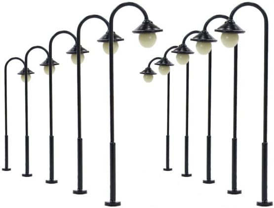 LYM12 10 pcs Model Railway Led Lamppost Lamps Street Lgihts HO Scale 55mm 12V New